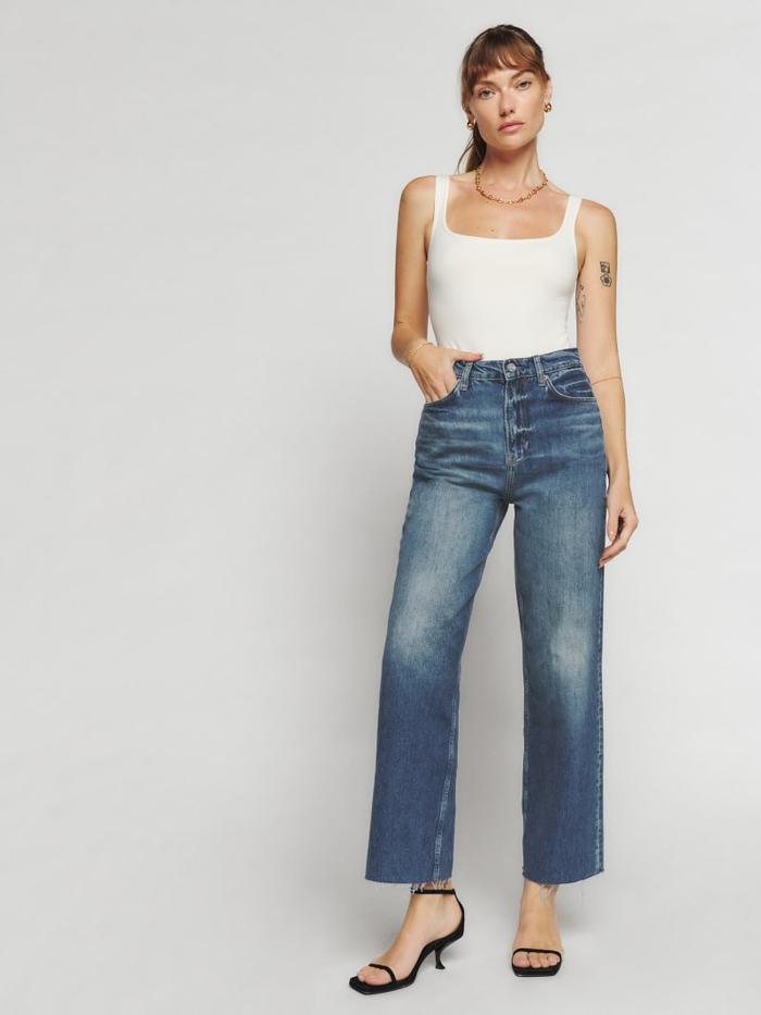 Reformation Wilder High Rise Wide Leg Cropped Jeans